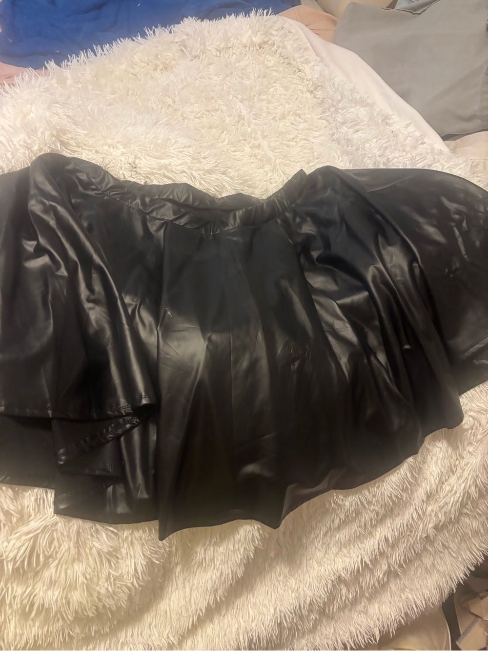 Ashley Stewart Black Faux Leather Mini Skater Skirt 4x Plus Size